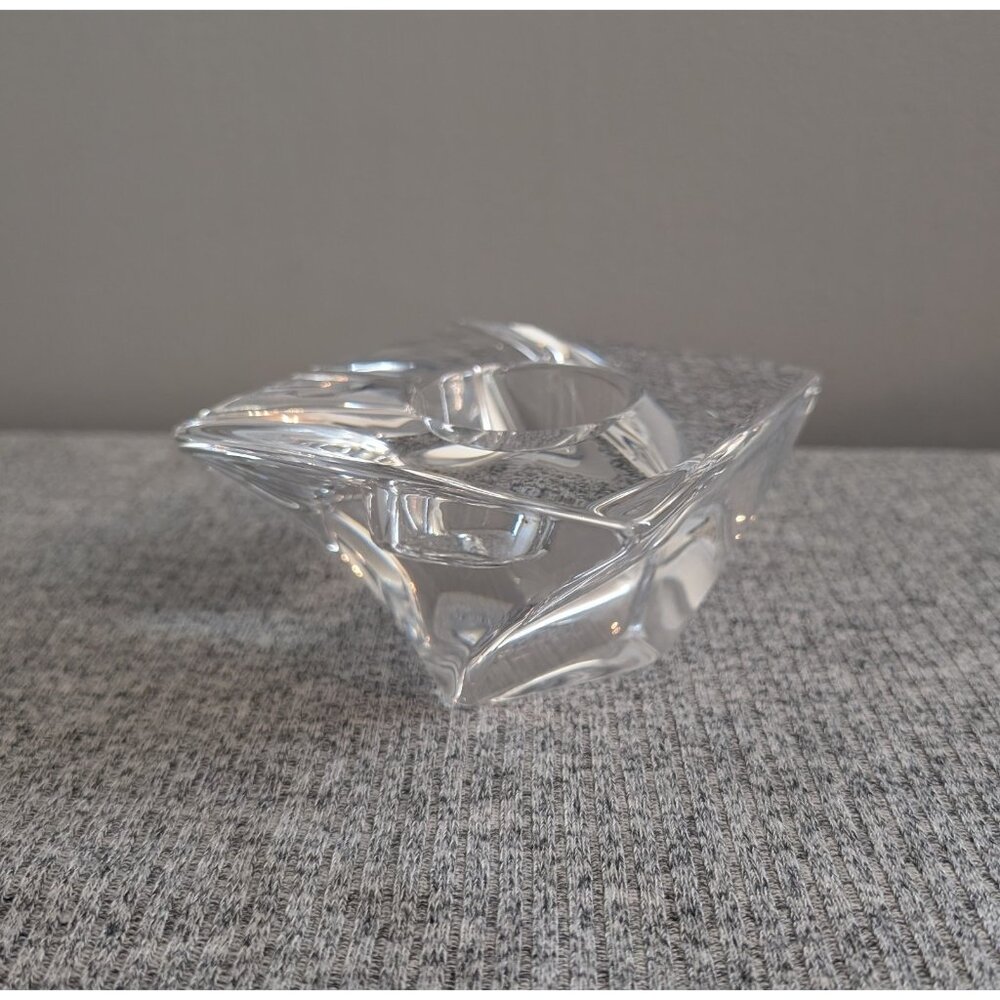 Orrefors "Tornado" Clear Glass Candle Votive, Signed, EUC